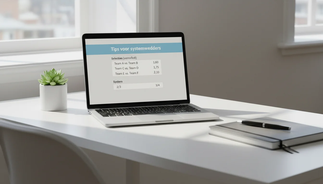 Laptop met sportweddenschap interface op bureau in thuiskantoor