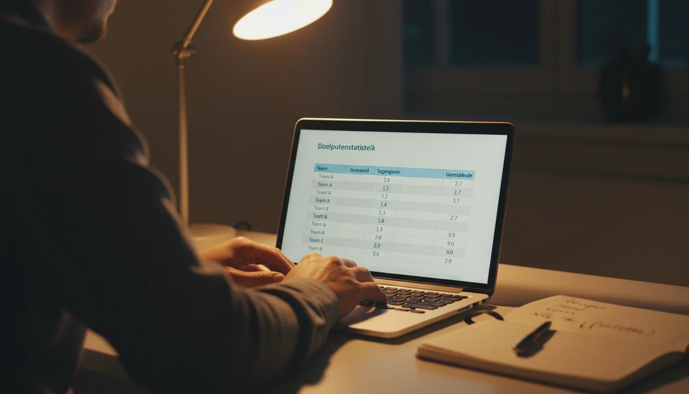 Wedder analyseert doelpuntenstatistieken op laptop