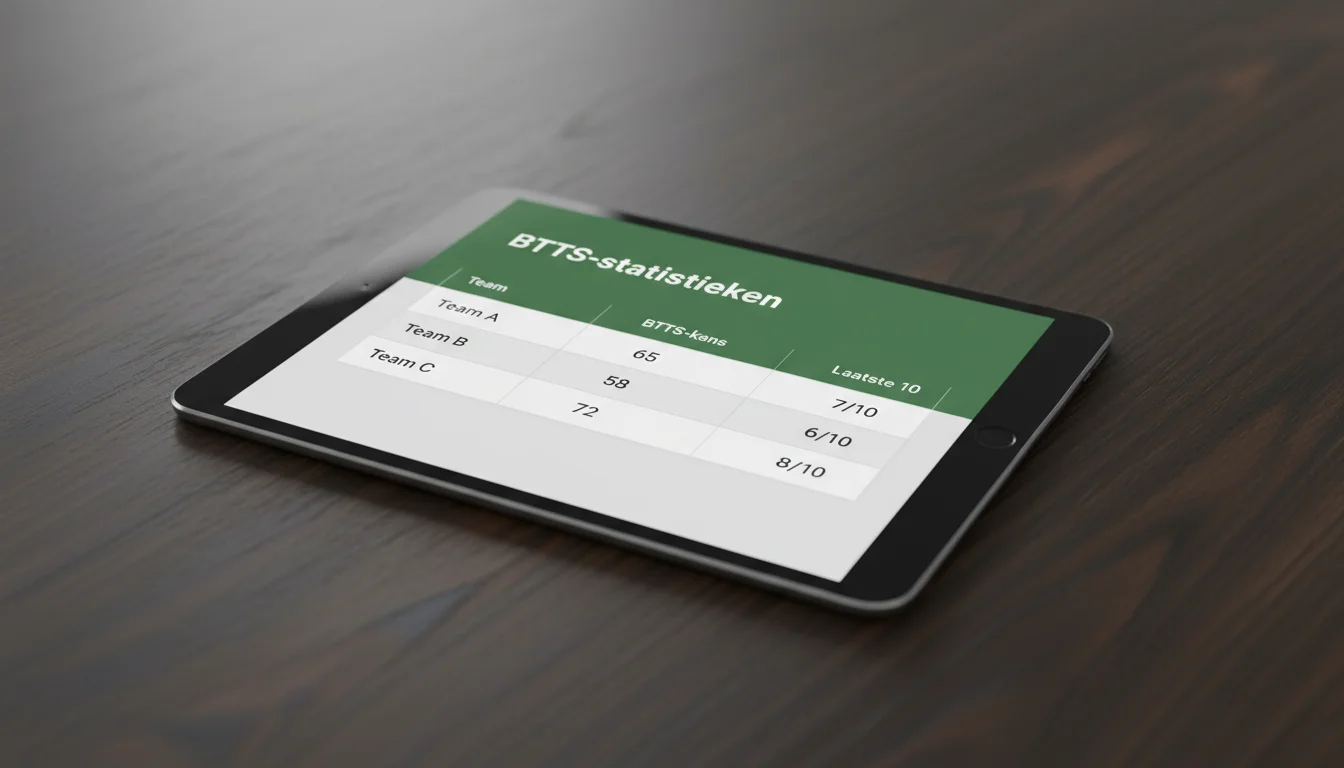 BTTS-percentages en statistieken op een scherm