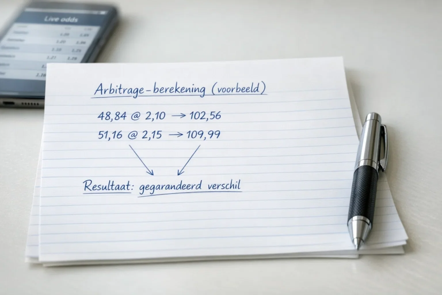 Berekening van arbitrage-inzetten op papier