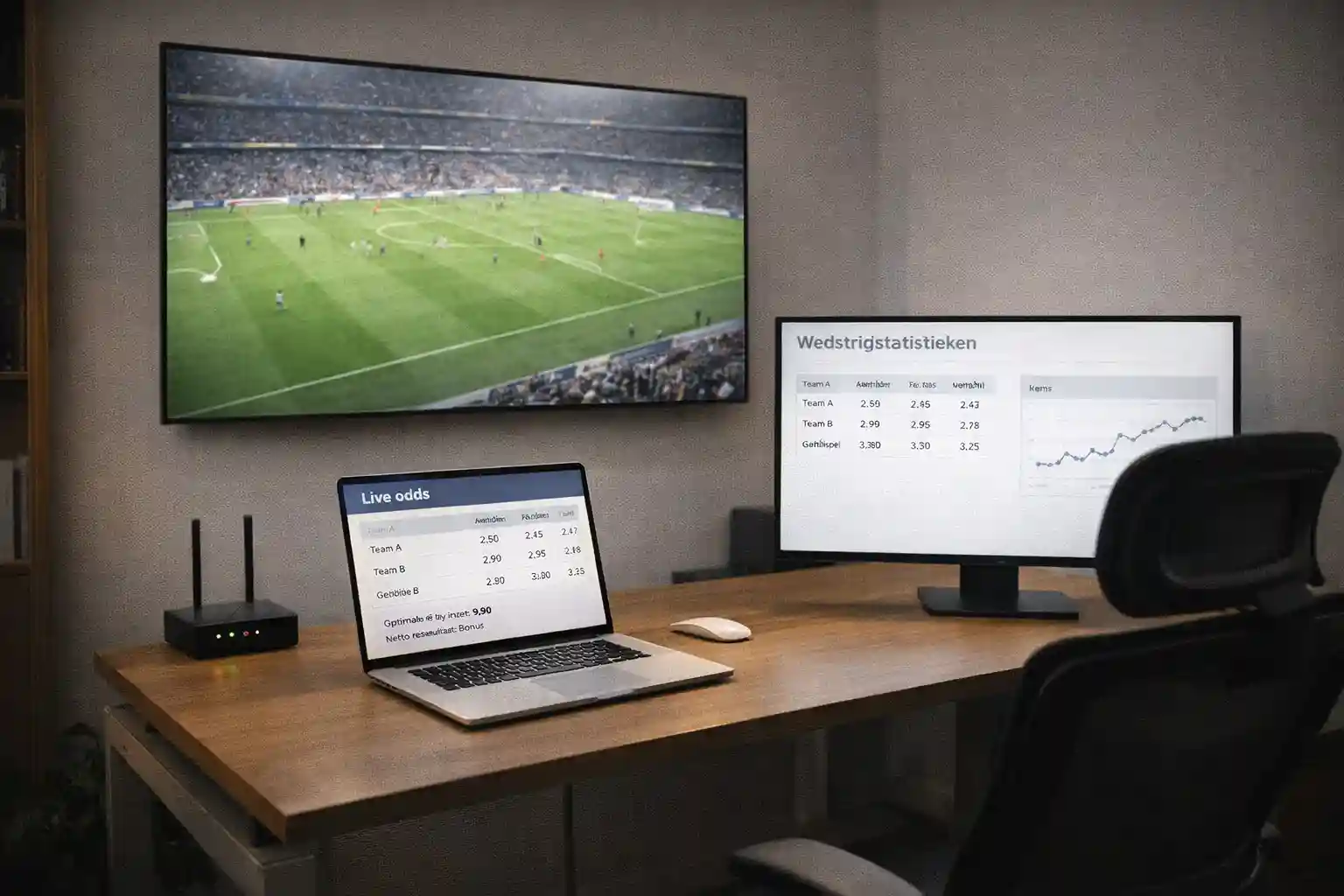 Optimale setup voor live wedden met TV en laptop