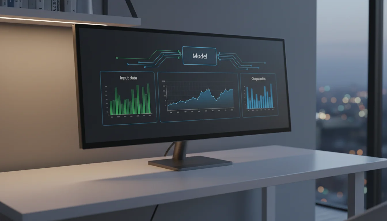Abstracte visualisatie van data en statistieken op scherm