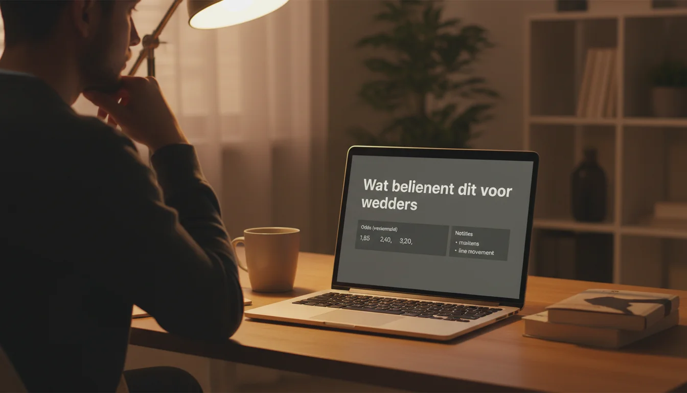 Persoon bestudeert sportweddenschappen op laptop thuis