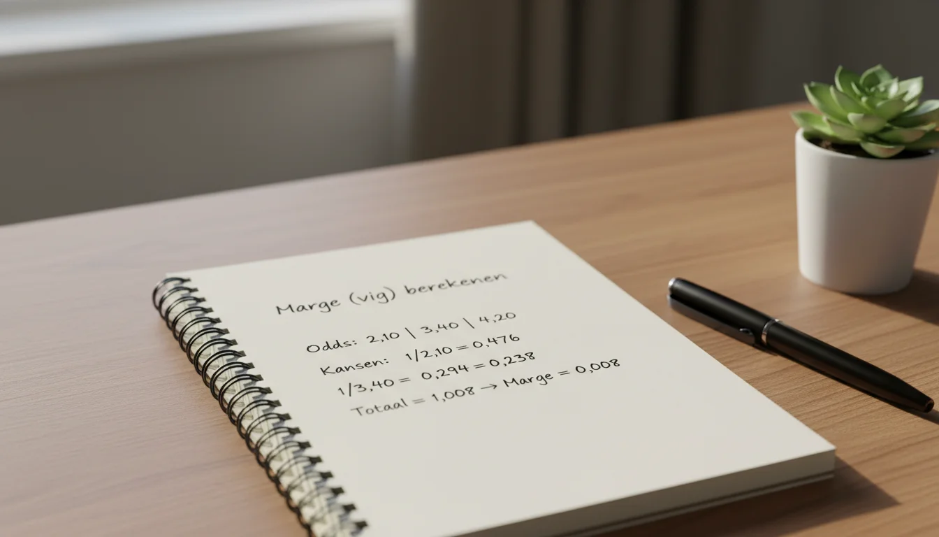 Notitieboek met percentageberekeningen en pen op bureau