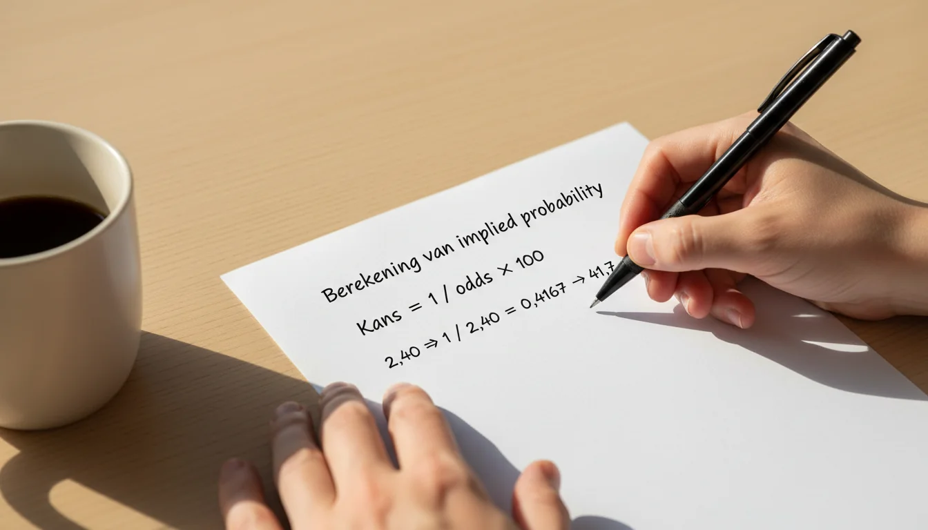 Persoon maakt notities met pen en papier over kansberekeningen