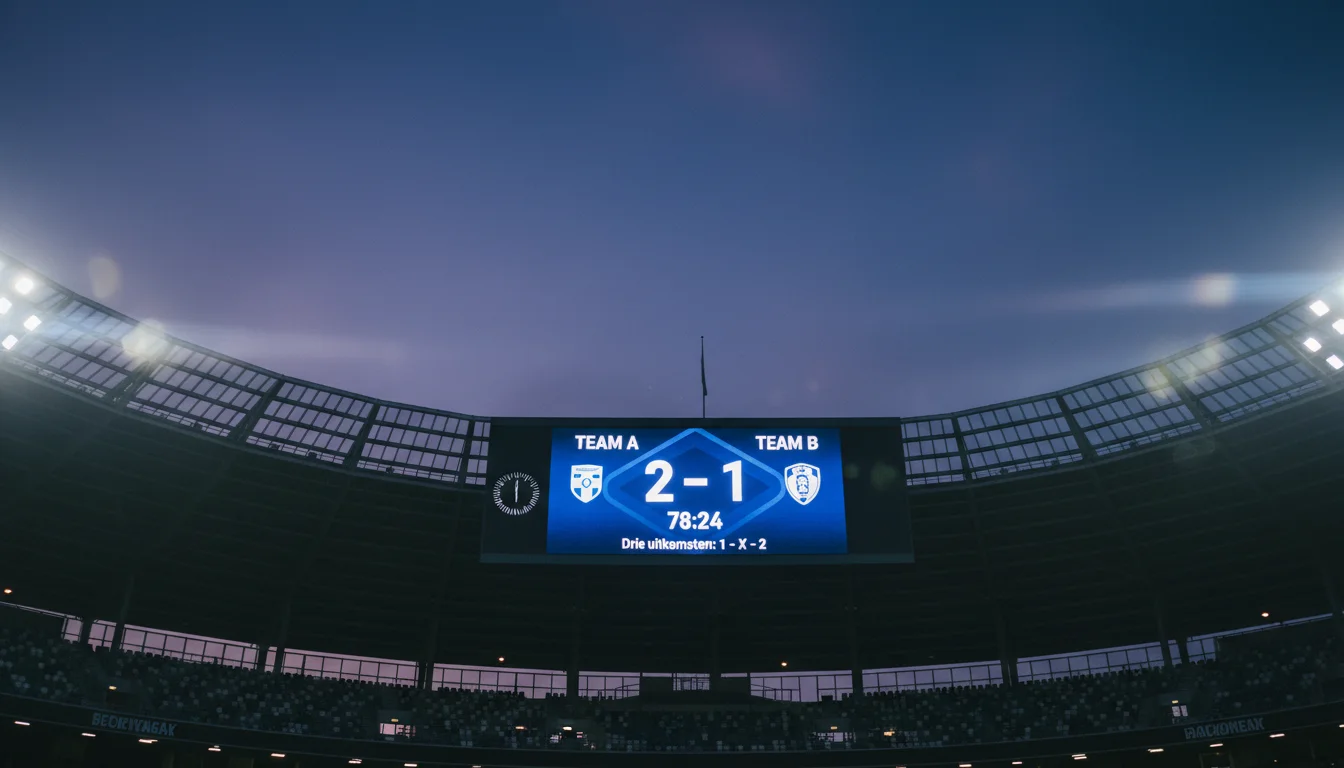 Digitaal scorebord in voetbalstadion toont wedstrijdstand