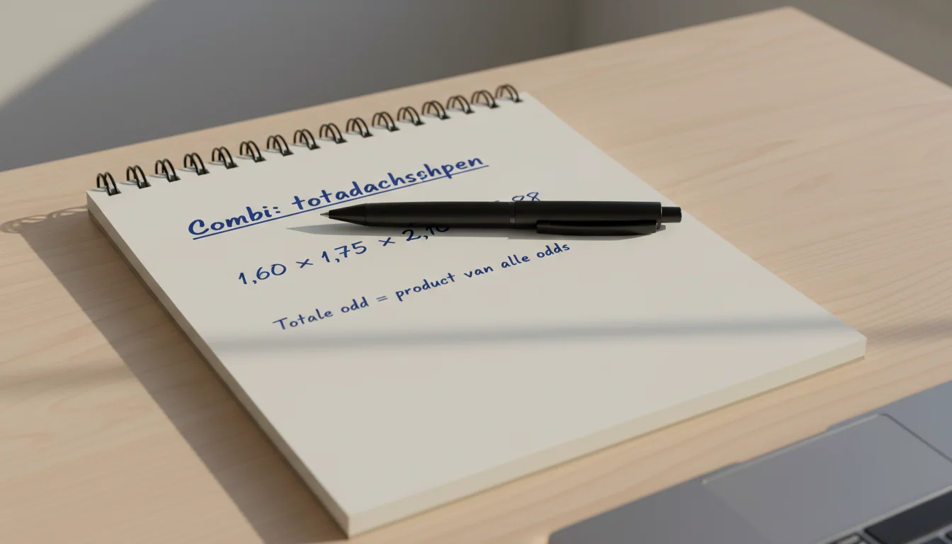 Notitieblok met pen en handgeschreven berekeningen op bureau