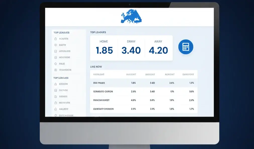 Decimale odds weergave op Europese bookmaker interface met calculator