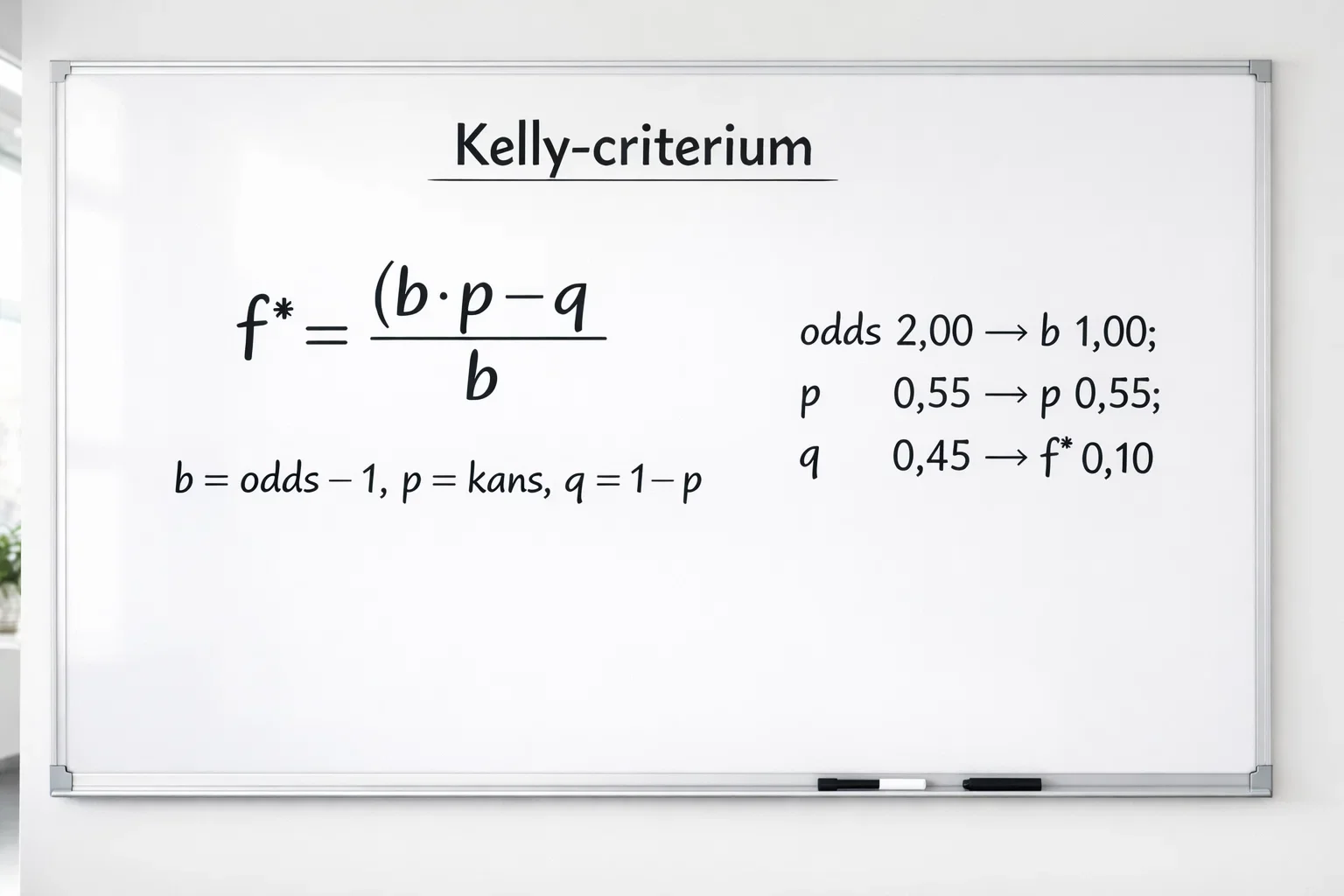 Wiskundige formules en berekeningen op whiteboard