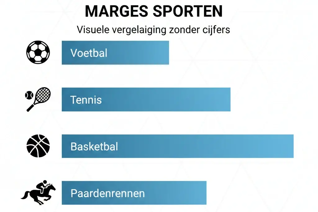 Infographic met vergelijking van bookmaker marges per sport