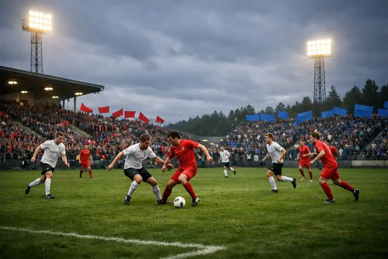 Voetbalstadion van kleinere competitie met toegewijde supporters